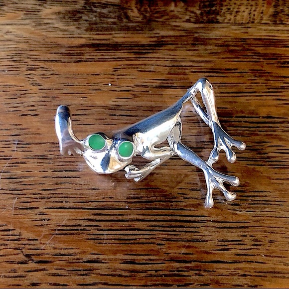 $68  Free Form Chain Slide Estate Frog 925 Sterling Silver - Picture 3 of 3